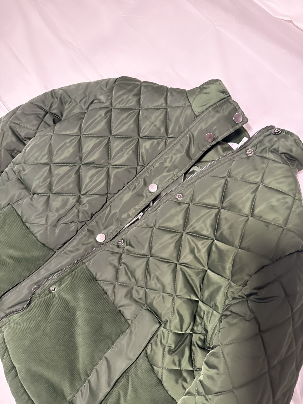 Time and Tru Olive Green Quilted Bomber Jacket